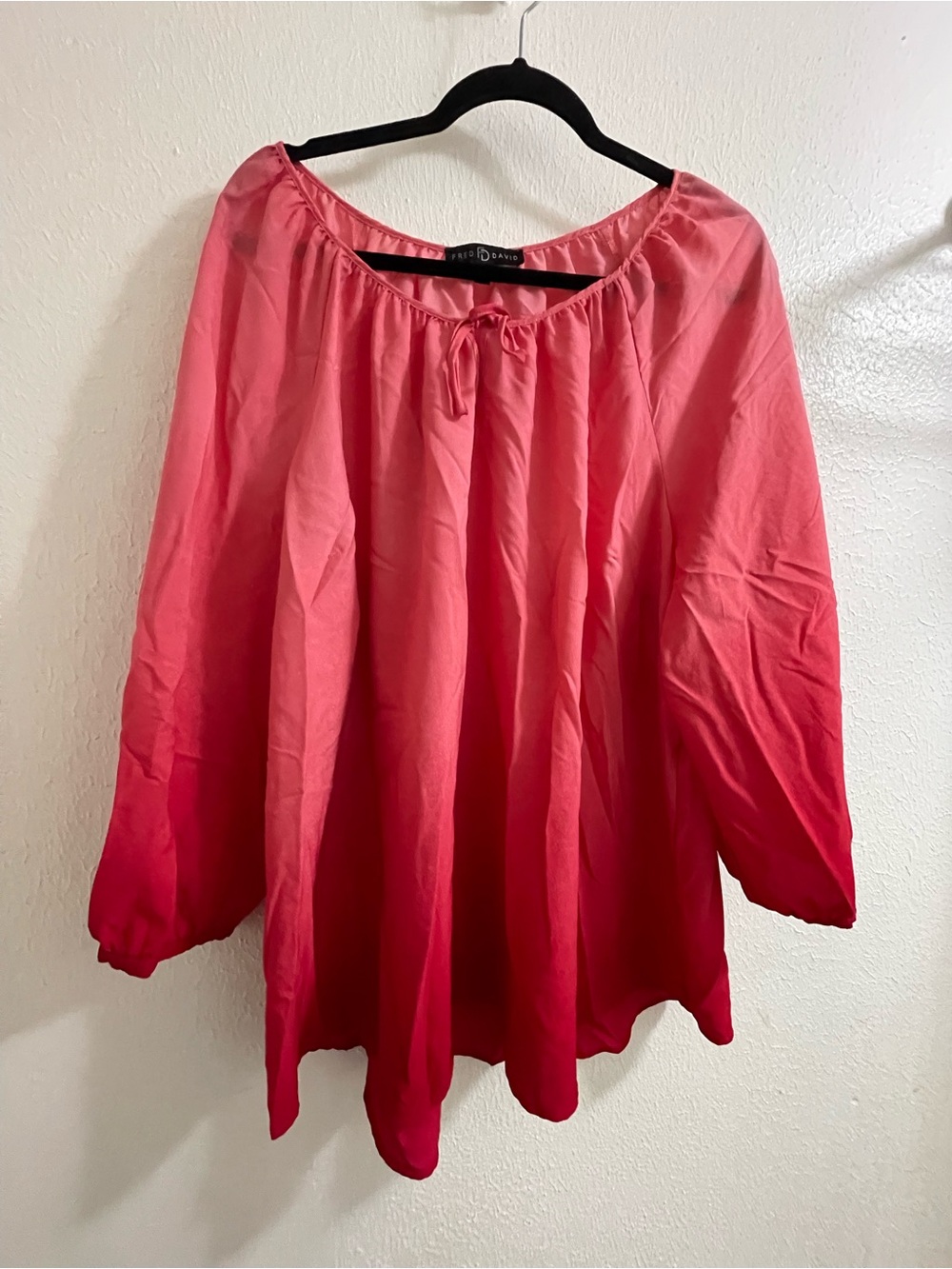 Fred David Ombre Pink to Red Peasant Blouse 3X A3